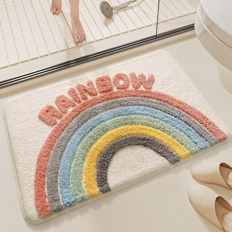 Modern Minimalist Cashmere Skin-friendly Floor Mat, Comfortable and Soft Non-slip Bathroom Floor Mat for Shower Rooms