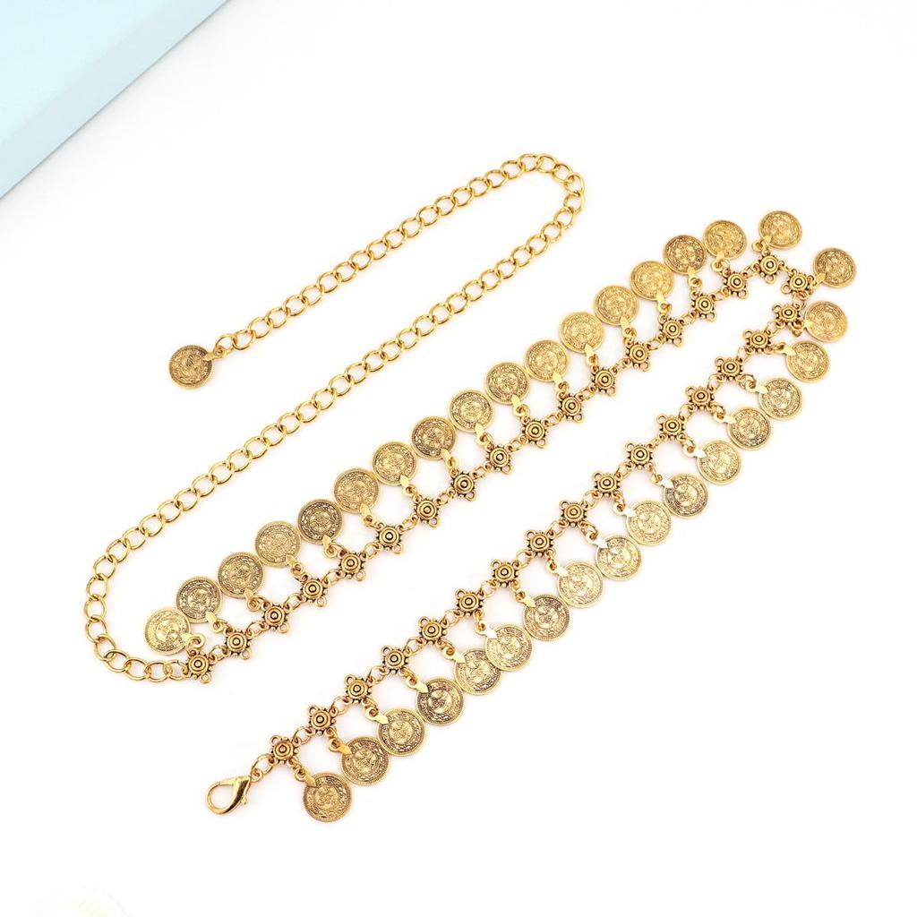 Ethnic Style Women's Tassel Coin Waist Chain for Belly Dance and Fashion Dresses