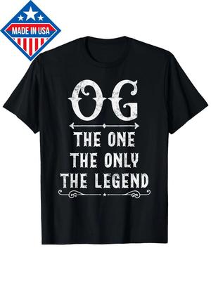 Herren OG The One The Only The Legend Grafik T-Shirt - Schwarzes Baumwoll-Rundhals-T-Shirt