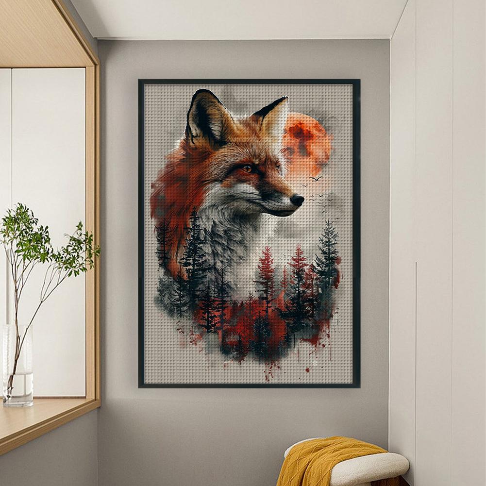 Full Embroidery Eco-cotton Thread 11CT Forest Fox Cross Stitch Kit Art 40x60cm
