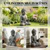 Garden Statue, Seated Buddha, Magnesium Oxide, 32 x 23 x 51 cm, Dark Grey