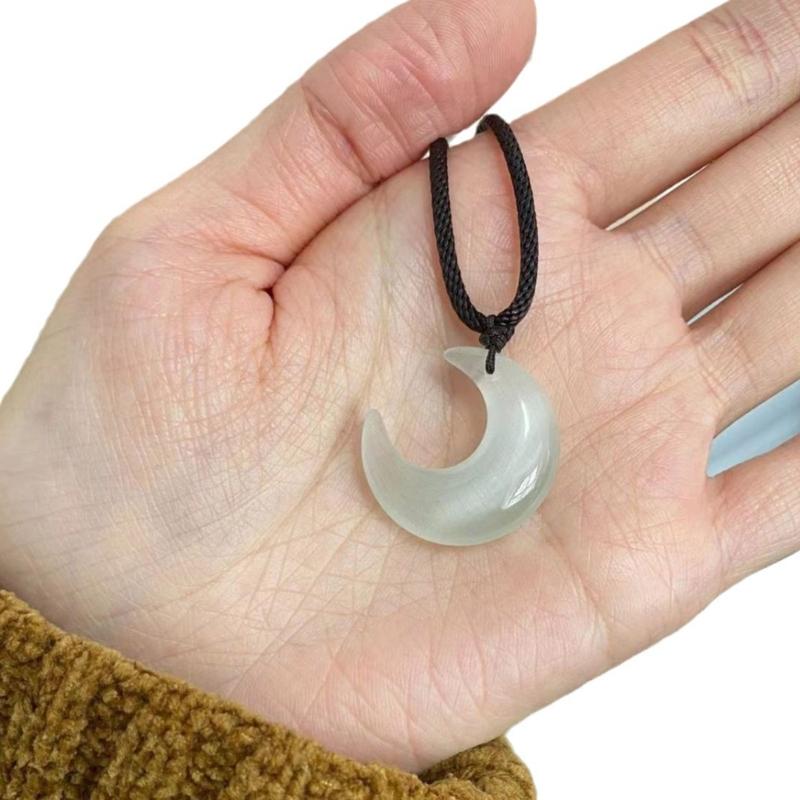 Modny Naszyjnik z Wisiorkiem Półksiężyca Choker z Kamienia Naturalnego Łańcuszek na Szyję Elegancki Naszyjnik na Obojczyk Biżuteria Imprezowa