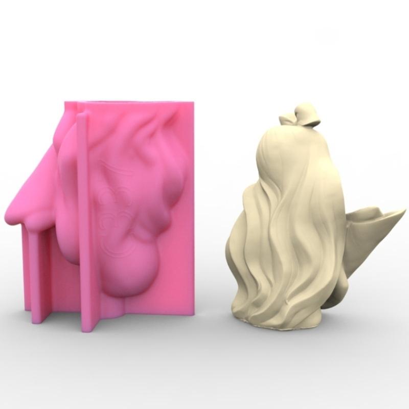 Flower Pot Silicone Mold Vase Epoxy Resin Mold Girl Holding Flowers Succulent Planter Pot Pen Holder Making Mold Crafts