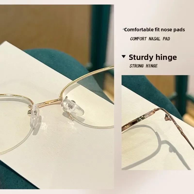 Women Metal Cat Eye Presbyopia Glasses HD Transparent Lenses Blue Light Barrier Reading Glasses To +40
