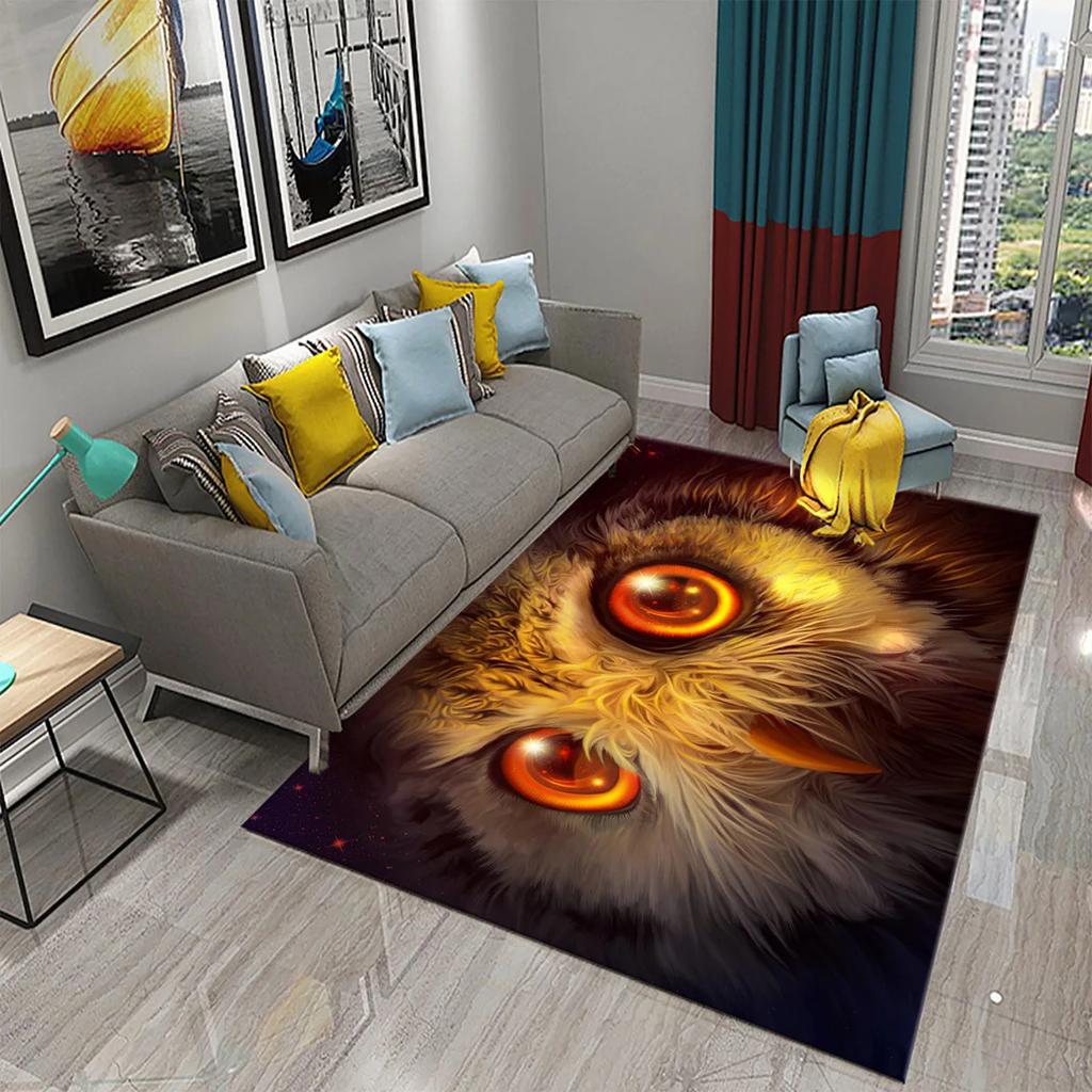 3D Animal Eyes Carpet Wild Animal Eyes Mat for Living Room Bedroom Bathroom Kitchen Floor Mat Door Mat Children Play Rest Carpet