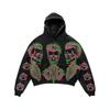 Amerikan Punk Kurukafa 3D Baskılı Kısa Kapüşonlu Sweatshirt Bol Kesim Erkek Kadın Sokak Giyimi
