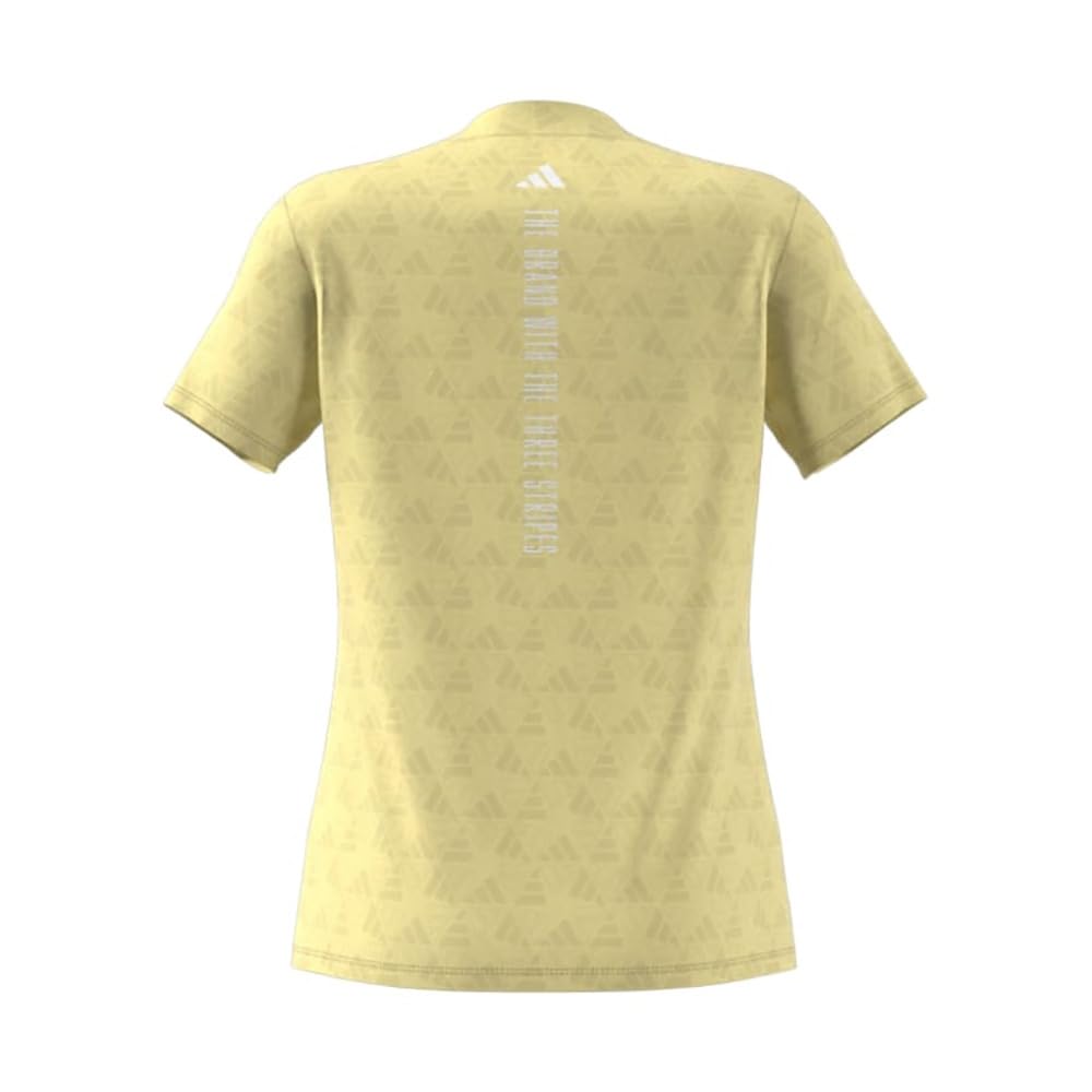 Golf BOS Logo Embossed Mock Neck Short Sleeve Powder Yellow [Adidas Golf] Women's Shirt,