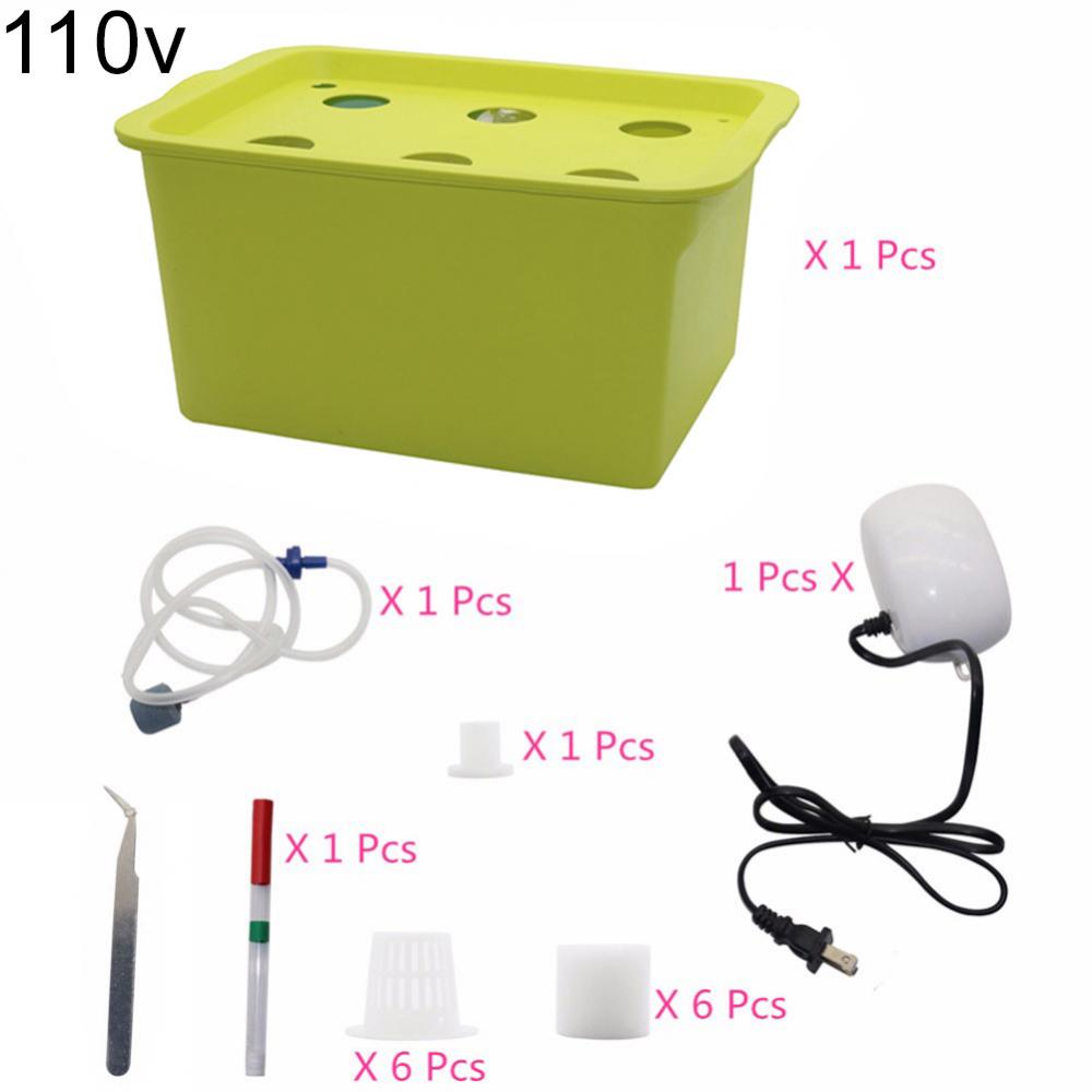 110/220V 6-Holes Static Plant Site Hydroponic Nursery Pot Growing Box Hydroponic Systems Kit Soilless Cultivation Box Indoor