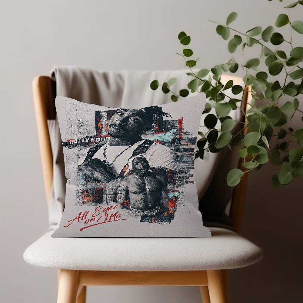 Black and White Pop Hip Hop Rapper PAC Pillow Cushion Cover Pillowcase Living Room Sofa Home Decor Customized