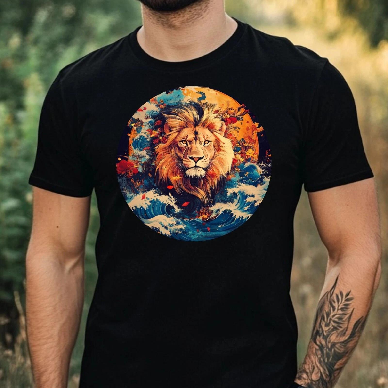 T-Shirt Herren Löwe Portrait Motiv Baumwolle Größe XS bis 5XL XL