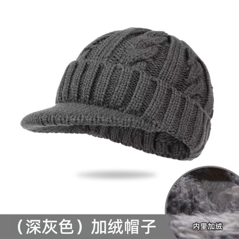 Men's ear caps in the elderly winter warm fleece short brim cap cold knitted wool hat