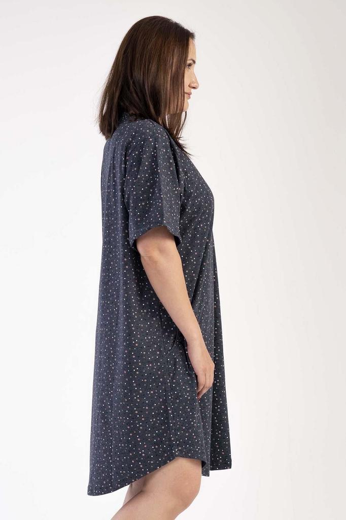 Women's Fashion Big Size Nightgown Plus Size Short Sleeve Anthracite Nightgown