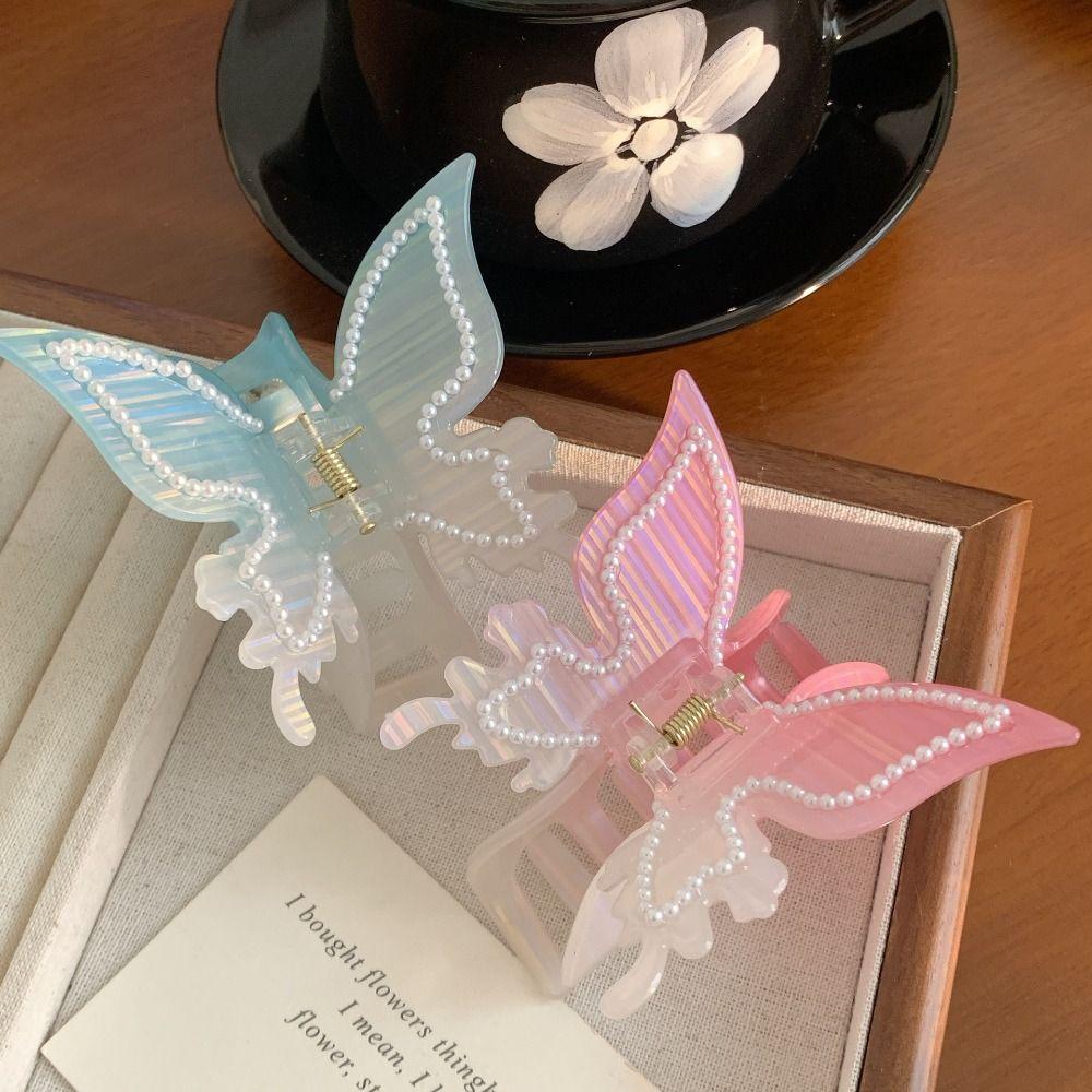 

Pearl Butterfly Hair Crab Clip Korean Style Geometry Shark Clip Cute Acetic Acid Hair Claw Party