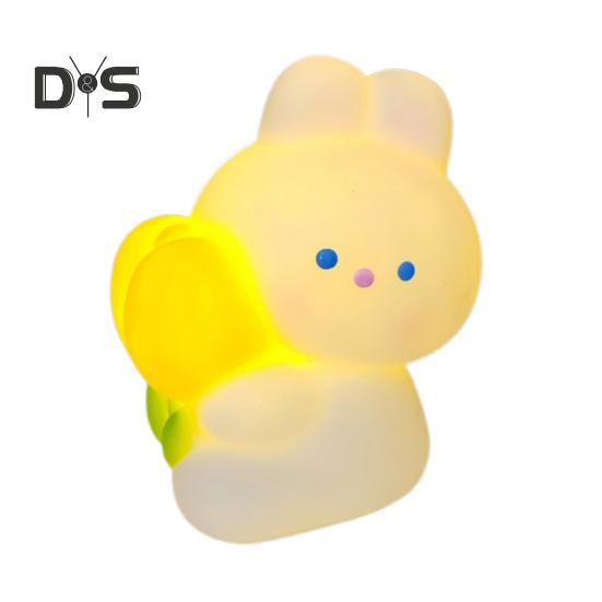 Bjørn Nattlys Søt silikonlampe myk glød flimmerfri batteridrevet tegneserie LED nattbordslampe Romdekorasjon