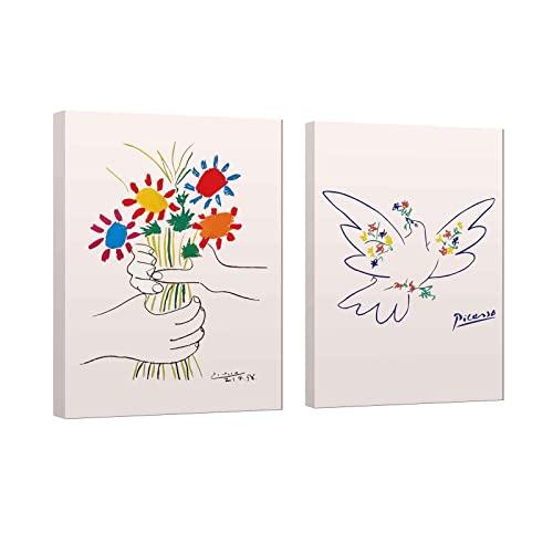 

Picasso Hands Holding a Bouquet Flowers and Doves Picasso Poster Art Panel Picasso Painting Art Panel Art Frame Modern Poster Decorative Painting