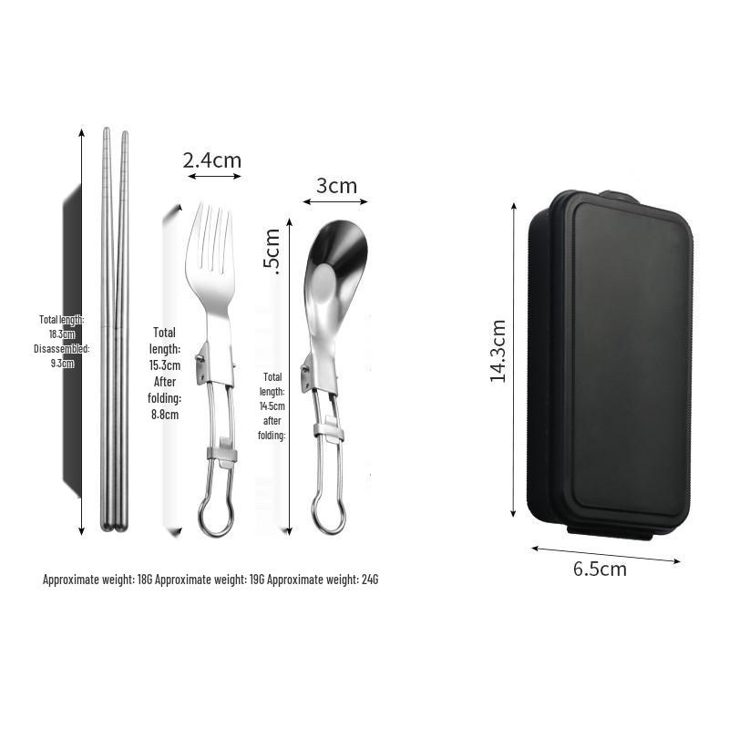Portable Stainless Steel Camping Cutlery Set: Fork, Spoon, Chopsticks, Folding Yuanbao Spoon, Alloy Fork