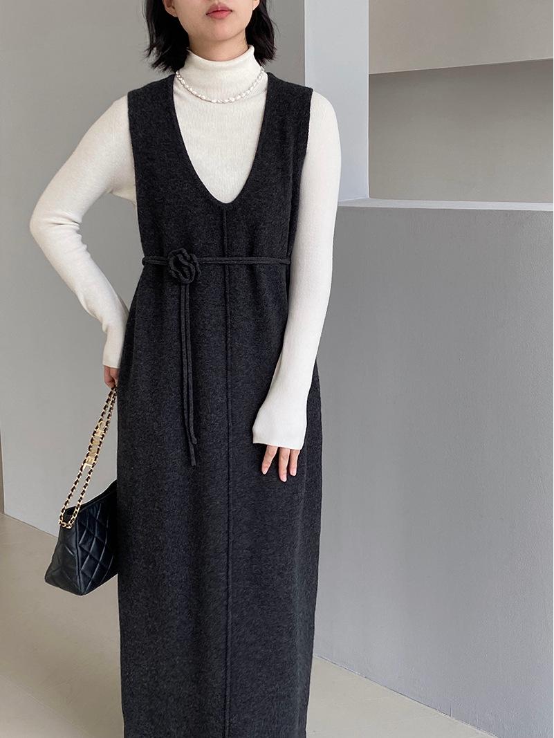 

Jiangzuo Black Label Женское длинное вязаное платье из 100% шерсти One Size