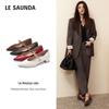 Laird Stone Cai Wenjing Style Sheepskin Mary Jane Block Heel Pumps