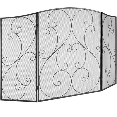 Haardvuurscherm 3 Panelen, Stevig IJzeren Gaas Haardvuurscherm, 122(L)x76.7(H)CM Vonkenvanger Afdekking, Geen Montage Vereist, Vrijstaande Haardhek
