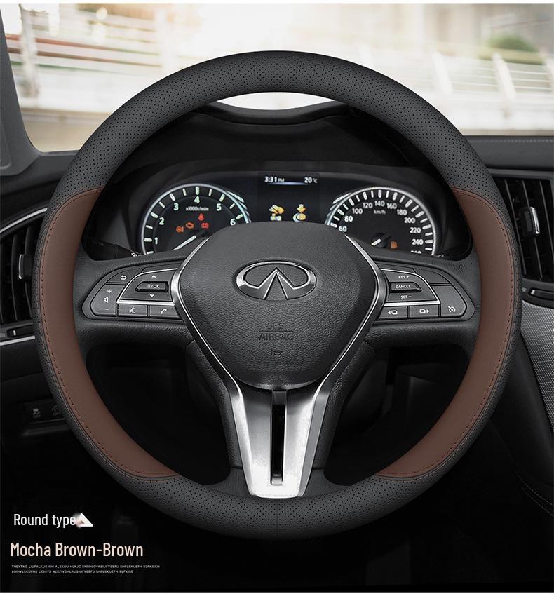 Leather Steering Wheel Cover for Infiniti QX60, QX50, QX80, Q50L, QX55, FXG Series Cars