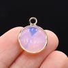 2Pcs, Aura Healing Crystal Pendants, Handmade Round Natural Stone Pendant, Rose Quartz Agate Amethyst Gemstone Charms for Jewelry Making DIY Crafts