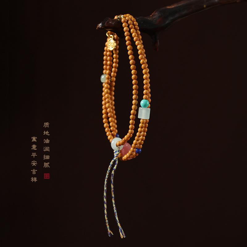 New Chinese-style Olive Pit and Bamboo Knot Bracelet, Yanyuan Agate Pixiu Decorative Piece, Multi-loop Hand Bracelet, Traditional Chinese Style Long