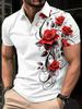 Camisa Polo Masculina de Verão 2026 com Estampa de Flor de Rosa Respirável Leve Casual e Fashion Roupas Masculinas