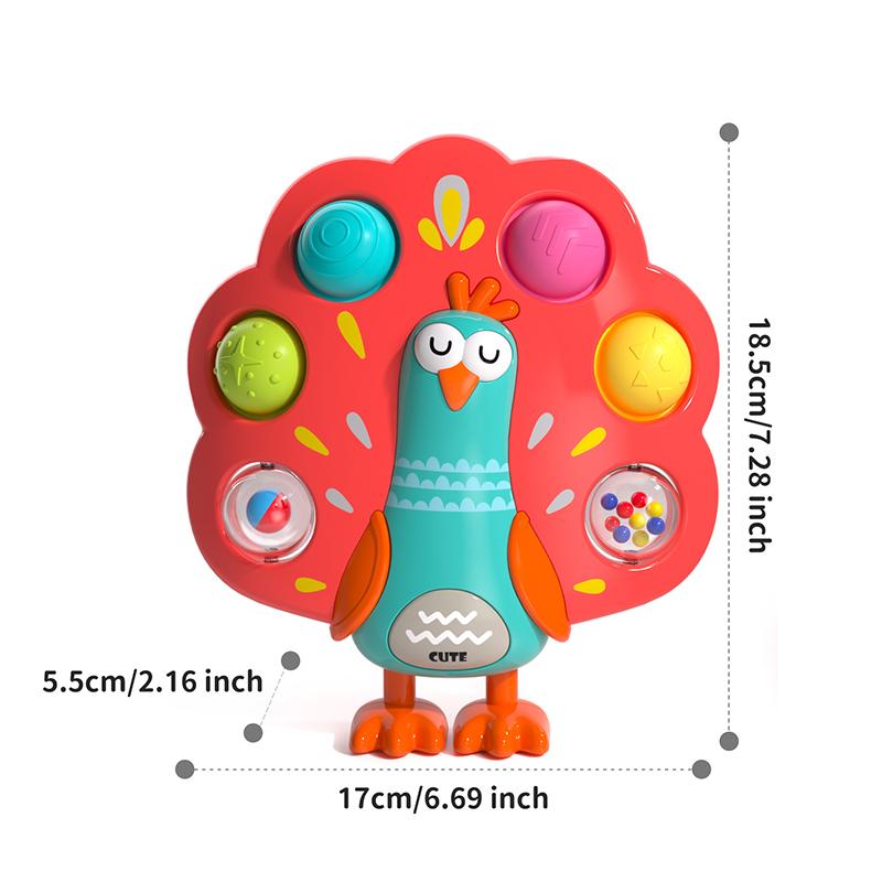 Baby grabbing practice board pressing peacock toy baby decompression puzzle finger training fine motor toy