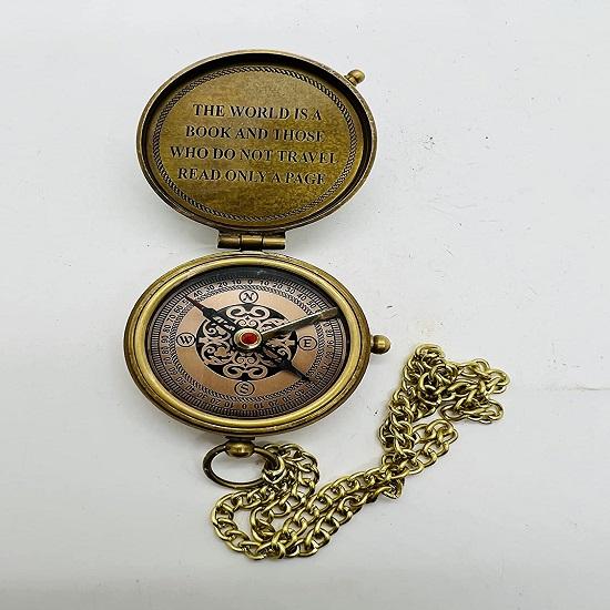 Wander Who  Are Lost Brass Gift, Engraved Compass, Graduation Day, Baptism, Communion, Confirmation Day