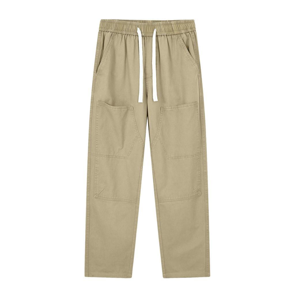 Mingge | American tooling trendy brand loose straight casual pants men's autumn new splicing elastic waist long pants