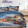 Train Pattern Bedding Quilt Set Quilt Cover Pillowcase Home Decoration Birthday Gift (1 * duvet cover + 2 * pillowcase, without core)
