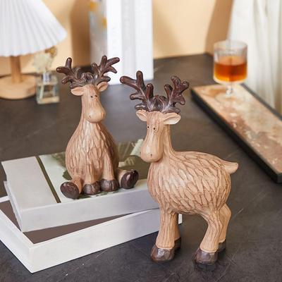Christmas Reindeer Figurine Christmas Elk Statue Aesthetic Collectible Tabletop Moose Resin Model For Bookshelf Bedroom Table