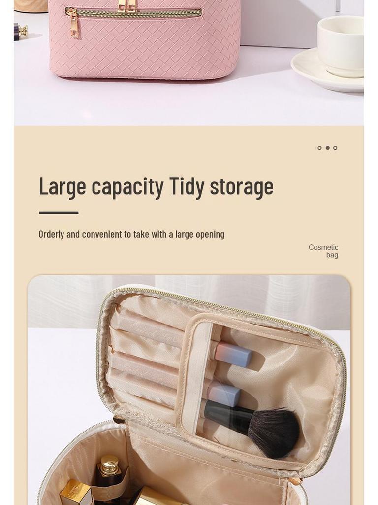 Woven Texture Multifunctional Waterproof Tote: Large-Capacity Handbag & Makeup Bag for Travel