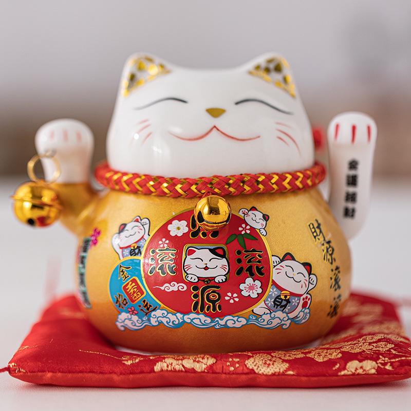 Fortune Cat Figurine Set: Automatic Waving Hand Decoration for Shop and Home