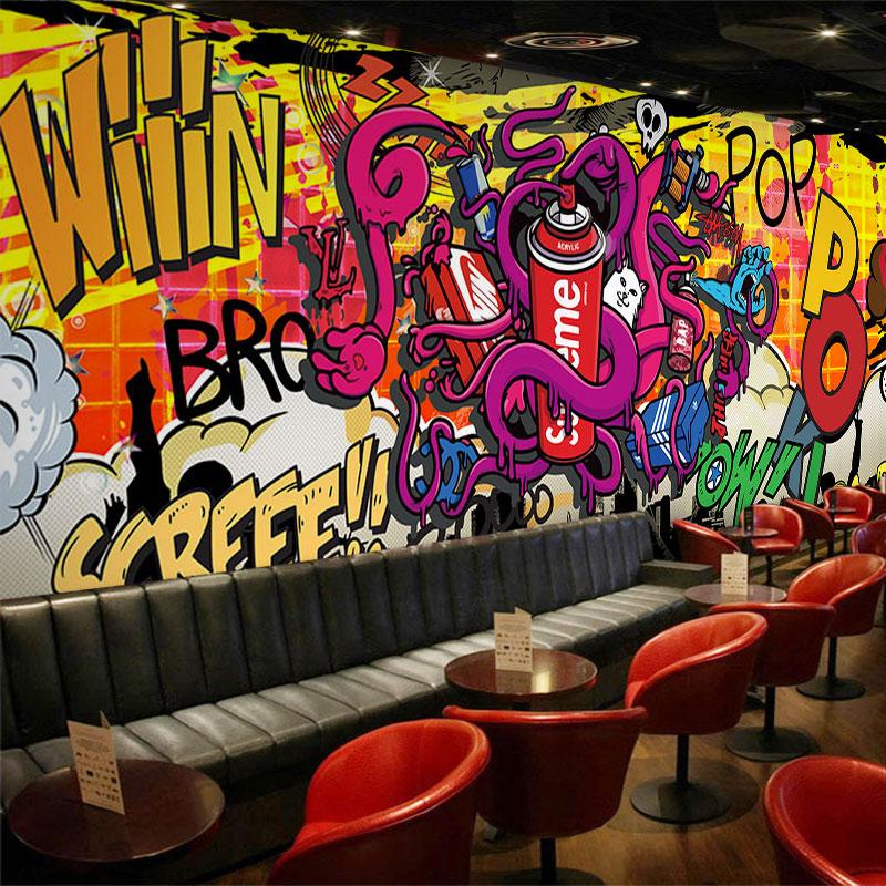 Graffiti Wallpaper Creative 3d Wallpaper Ballroom Background Decoration Mural Sports Gym Hip Hop Studio Wallpaper