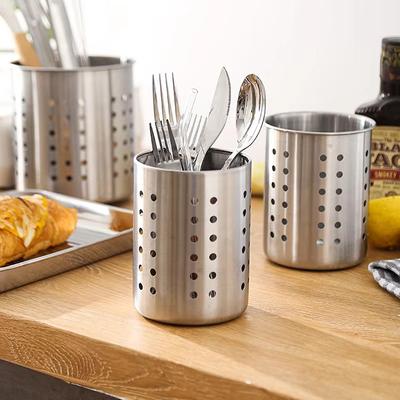 1Pc Stainless Steel Cutlery Holder With Drainer Chopstick Storage Holder Organizer Container Kitchen Spoon Fork Storage Basket