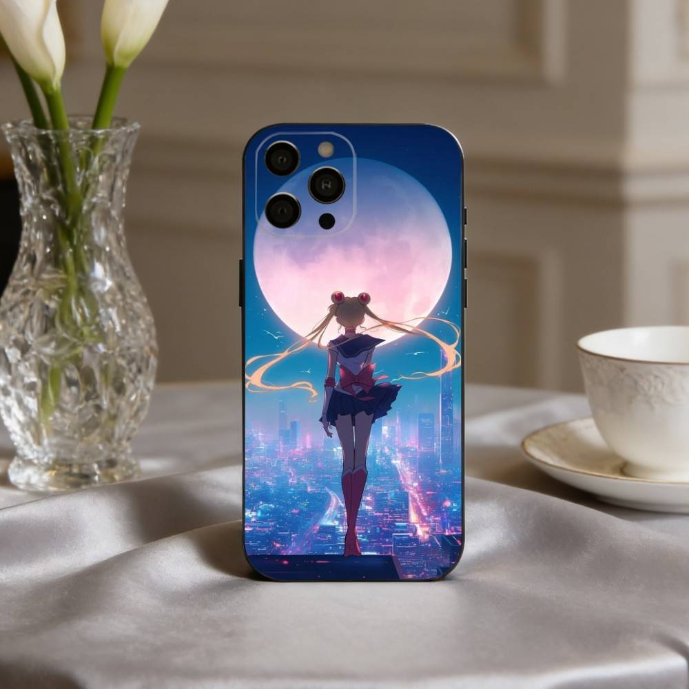 Sparkle Pastel S-Sailor M-Moons Phone Case For iPhone 17pro,16,15,14,13,12,11 Plus,Pro Max,XS,Soft Silicone Black Cover