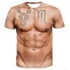 Camiseta da Moda Infantil Estampa Gráfica Engraçada de Músculos Simulados Camisetas para Menino e Menina Top de Verão Street Manga Curta Casual Roupa Infantil para Exterior