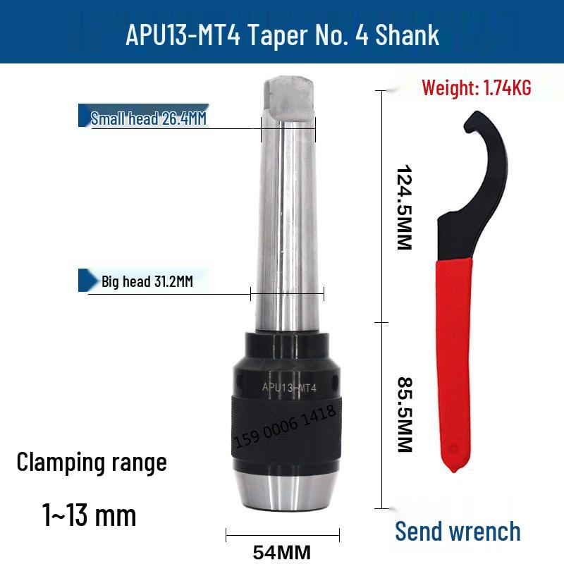 Self-Locking Tapered Tailstock Drill Chuck for CNC Lathe & Milling Machine