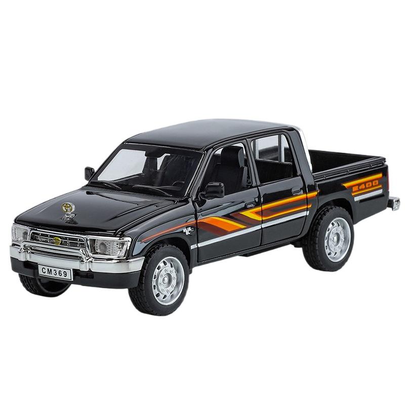 1/32 Scale TOYOTA Hilux Pickup Truck Toy Car Model Diecast Alloy Vehilce Miniature Pull Back Sound & Light Collection Gift Children