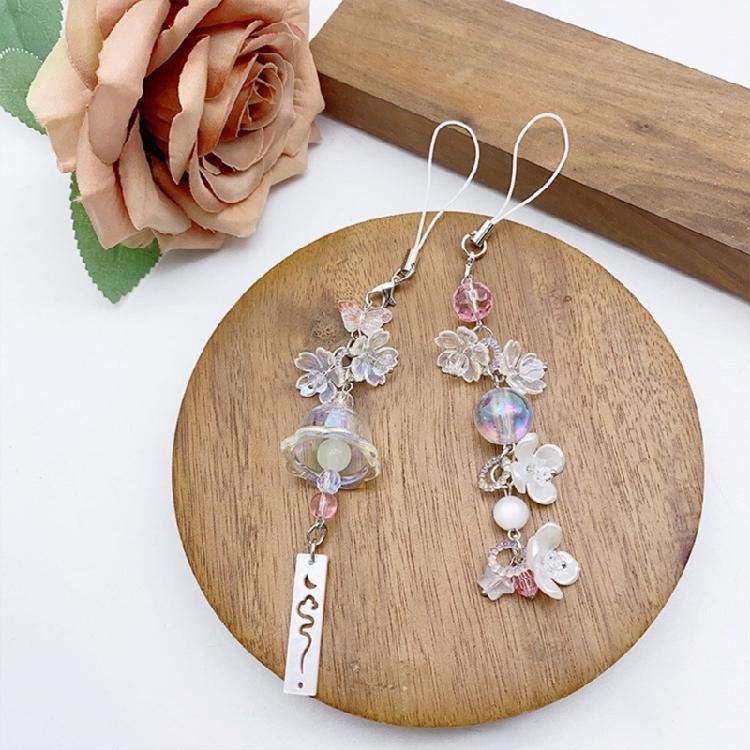 Phone Charm Jellyfish Flower Pendant Keychain Keyring Bag Ornament Jewelry Gift