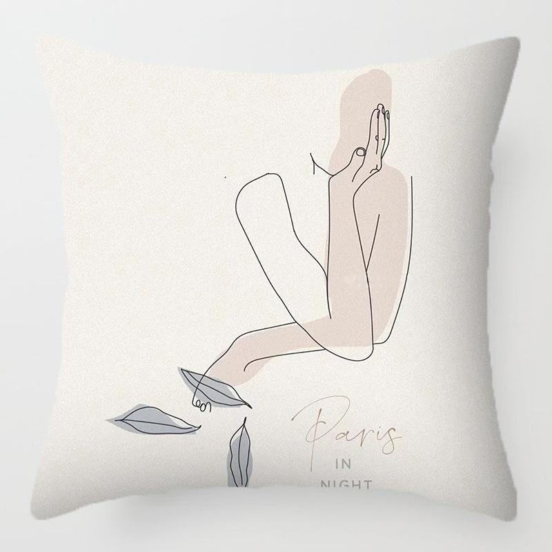 Morandi Abstract Artistic Patterns Throw Pillow Cover with Short Plush Print for Living Room Sofa Decoration Cushion Cover
