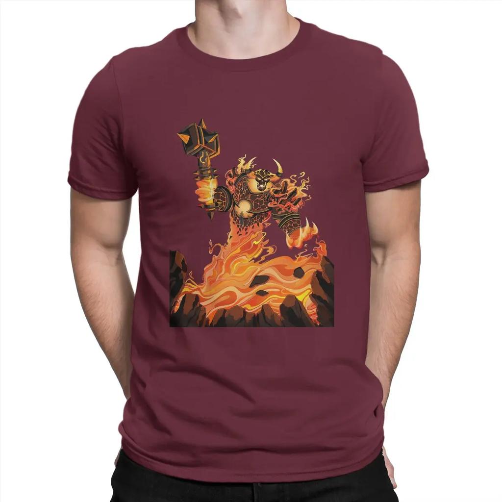 Ragnaros Rock-Magma Men's Shirt World Of Warcraft Funny T-Short Sleeve Round Collar T-Shirts Pure Cotton Birthday Gift Clothing