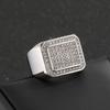 Men's Stainless Steel Simple Micro Pave CZ Square Ring Half Eternity Ring Hip Hop Jewelry Gift
