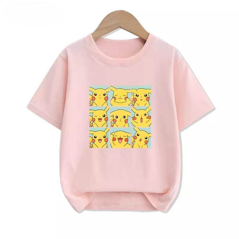 Potdemiel Summer New Pikachu Print Children's  T-Shirt, Boys and Girls, Comfortable and Breathable Children's T-Shirt