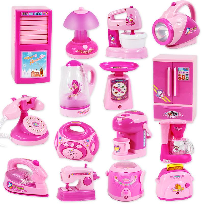 Kids Pretend Play Kitchen Set Simulation Electric Mini Appliances Washing Machine Vacuum Cleaner Toy for Girls