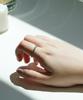 Alleun Silver 925 Couple Cubic Square Thin Ring Green