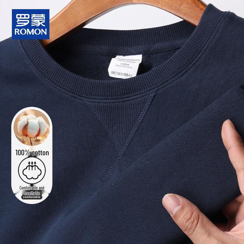 ROMON Men's Pure Cotton Classic Round Neck Sweatshirt