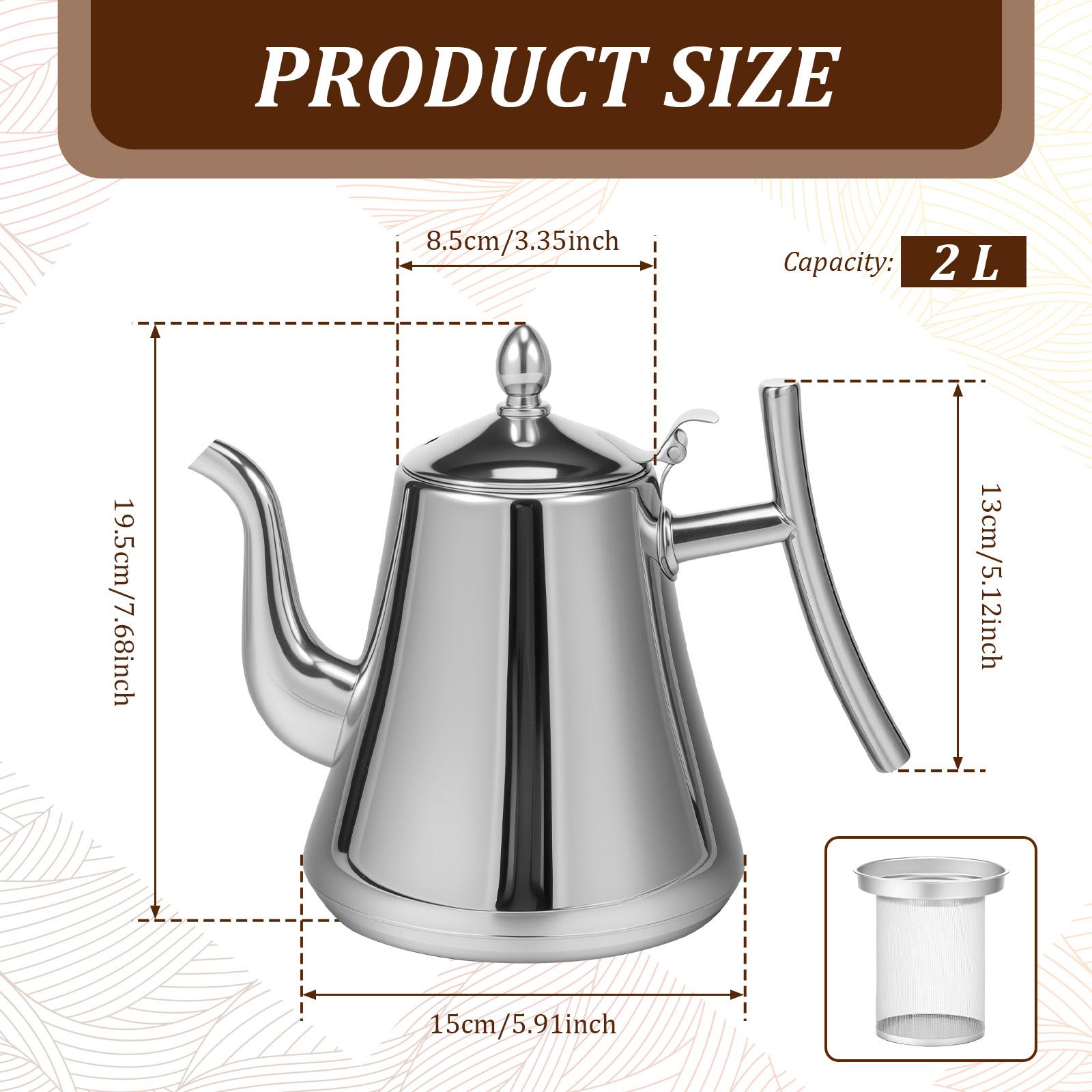 

Tea Kettle Thickened Stainless Steel Kettle Coffee Pot Tea Pot With Filter Household Use Flat Bottom Universal Pot For Tea And