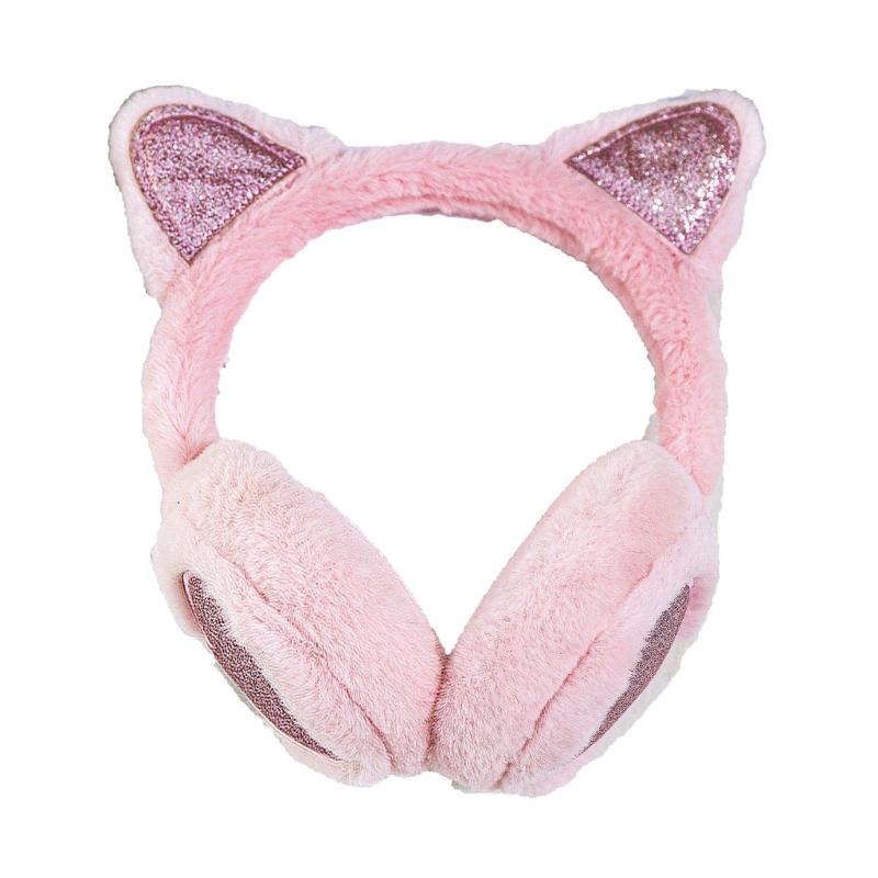 Складные термо-наушники, мягкие плюшевые защиты для ушей для зимних поездок на работу, путешествий, унисекс-дизайн розовый